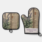  Lavendel Kruidenkeuken Ovenwant & Pannenlap Set (Voorkant)
