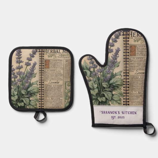  Lavendel Kruidenkeuken Ovenwant & Pannenlap Set (Voorkant)