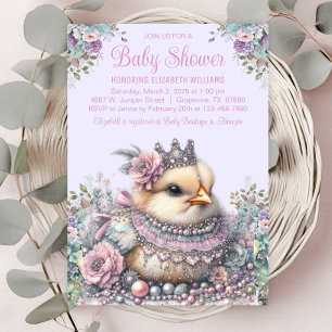 Lavendel Kuiken Baby Shower Kaart