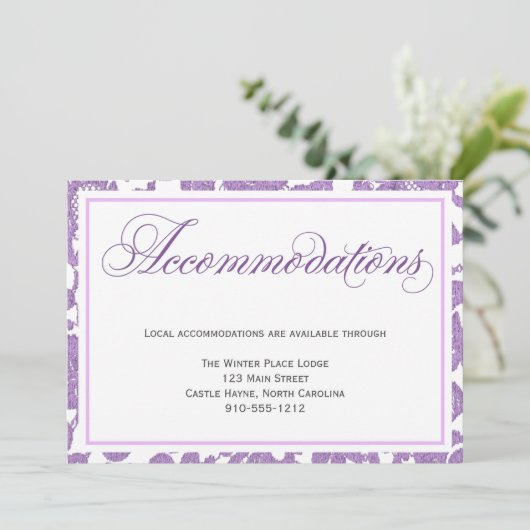 Lavendel Lace Trouw Accommodatiekaart Kaart (Staand voorkant)