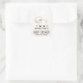 Lavendel Lamb Baby shower Dank u Favor Vierkante Sticker (Tas)