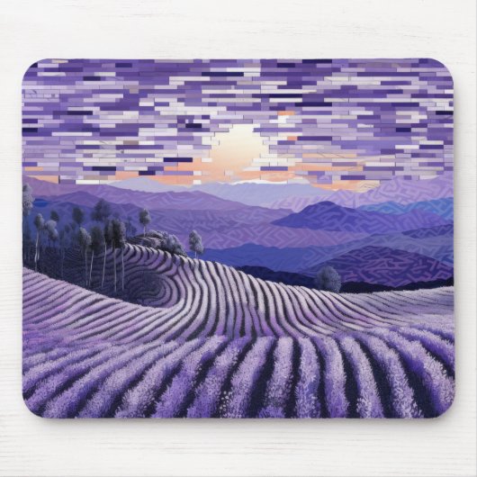 Lavendel Landschap Art Decor Paint Muismat (Voorkant)
