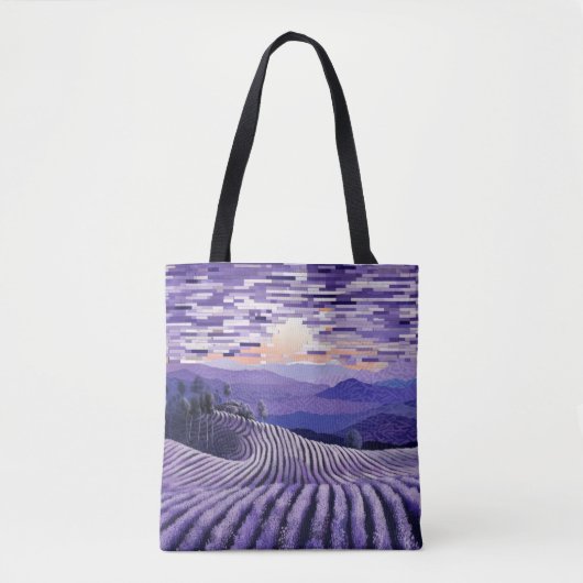 Lavendel Landschap Art Decor Paint Tote Bag (Voorkant)