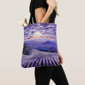 Lavendel Landschap Art Decor Paint Tote Bag (Dichtbij)