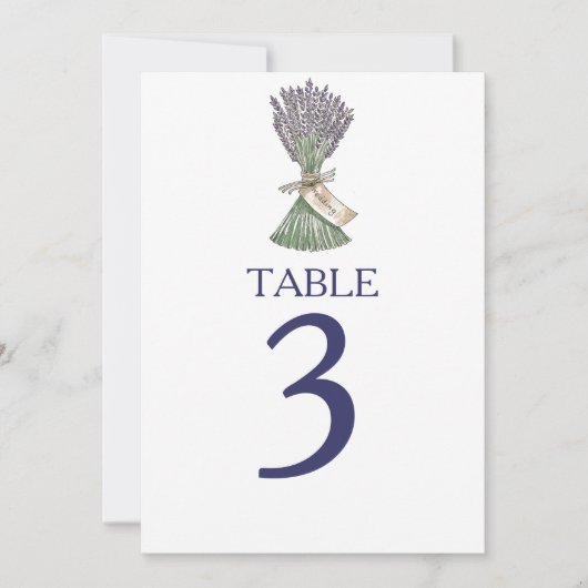 Lavendel Landtuin Bruiloft Tafel Nummers Kaart (Voorkant)