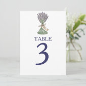 Lavendel Landtuin Bruiloft Tafel Nummers Kaart (Staand voorkant)