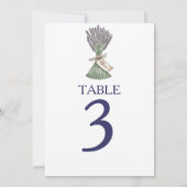 Lavendel Landtuin Bruiloft Tafel Nummers Kaart (Achterkant)