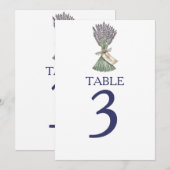 Lavendel Landtuin Bruiloft Tafel Nummers Kaart (Voorkant / Achterkant)