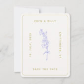 Lavendel Larkspur Floral Save the Date Kaart (Voorkant)