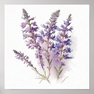 Lavendel Larkspur Flower Art Print Poster