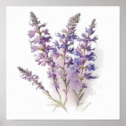 Lavendel Larkspur Flower Art Print Poster (Voorkant)