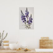 Lavendel Larkspur Flower Art Print Poster (Keuken)