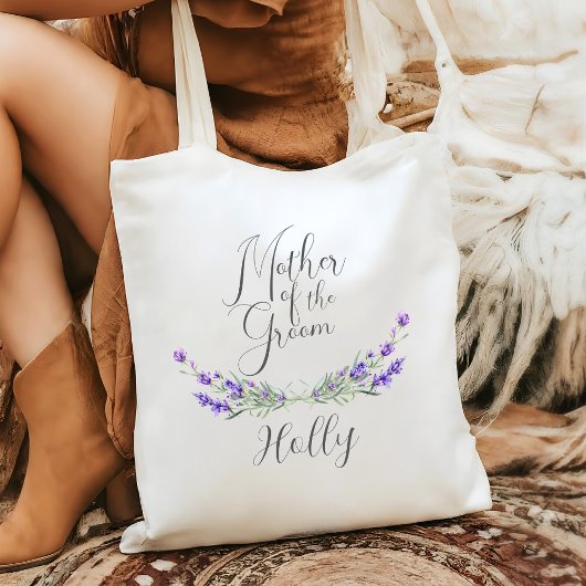 Lavendel laurier moeder van de bruidegom bruiloft tote bag