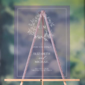 Lavendel Leafy Crest Monogram Welkomstbruiloft Acryl Bord (Neutraal)