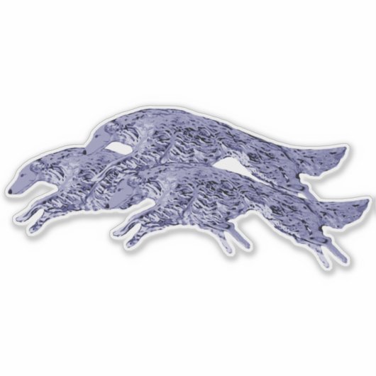 Lavendel Leaping Borzoi Die Cut Vinyl Sticker (Voorkant)