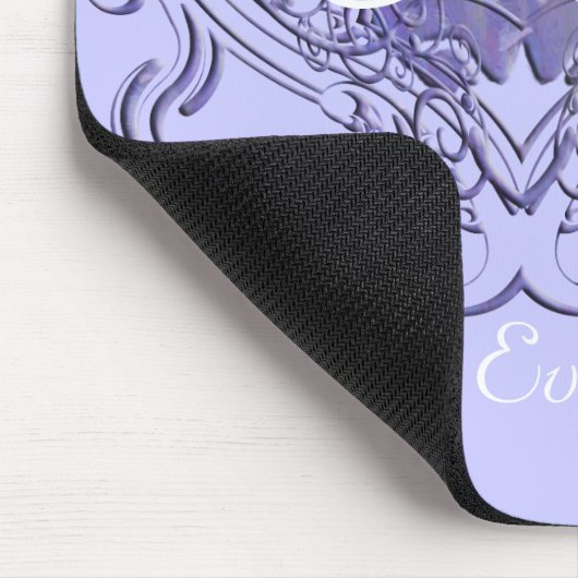 Lavendel leeuwen met wervelingen Monogram Muismat (Hoek)