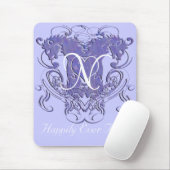 Lavendel  leeuwen met wervelingen Monogram Muismat (Met muis)