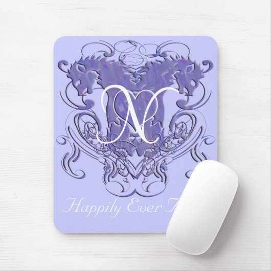 Lavendel leeuwen met wervelingen Monogram Muismat (Met muis)