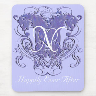 Lavendel leeuwen met wervelingen Monogram Muismat