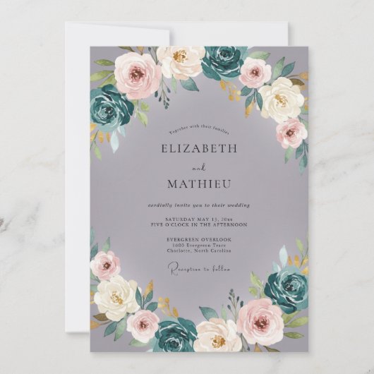 Lavendel Leiste Ranunculus Gedempte Eucalyptus Bru Kaart (Voorkant)