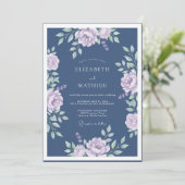 Lavendel Leiste Romantisch Bloemige Bruiloft Kaart (Staand voorkant)