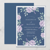 Lavendel Leiste Romantisch Bloemige Bruiloft Kaart (Voorkant / Achterkant)