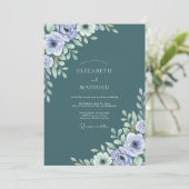 Lavendel Leisteen Ranunculus Eucalyptus Bruiloft Kaart (Staand voorkant)