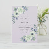 Lavendel Leisteen Ranunculus Salie Bruiloft Kaart (Staand voorkant)
