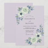 Lavendel Leisteen Ranunculus Salie Bruiloft Kaart (Voorkant / Achterkant)