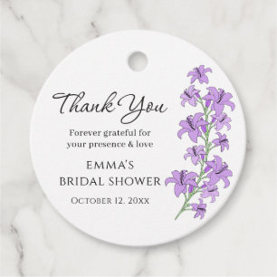 Lavendel lelie bruiloft favoriet cadeau tags bedankjes labels