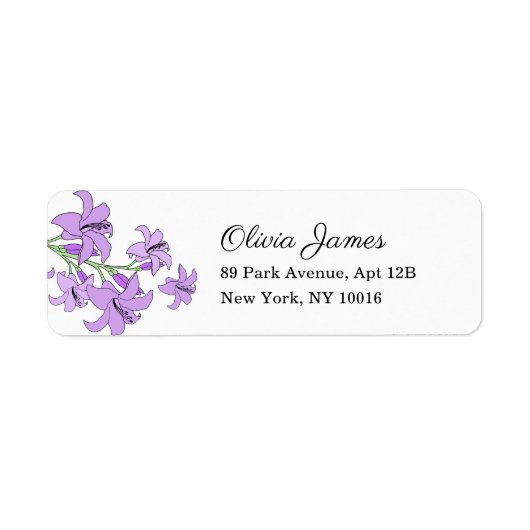 Lavendel lelie bruiloft Return Address Label (Voorkant)