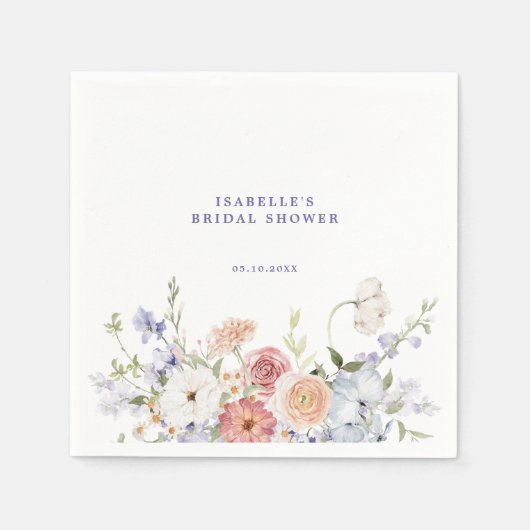 Lavendel Lente Bloem Bruiloft Borrel Servet (Voorkant)