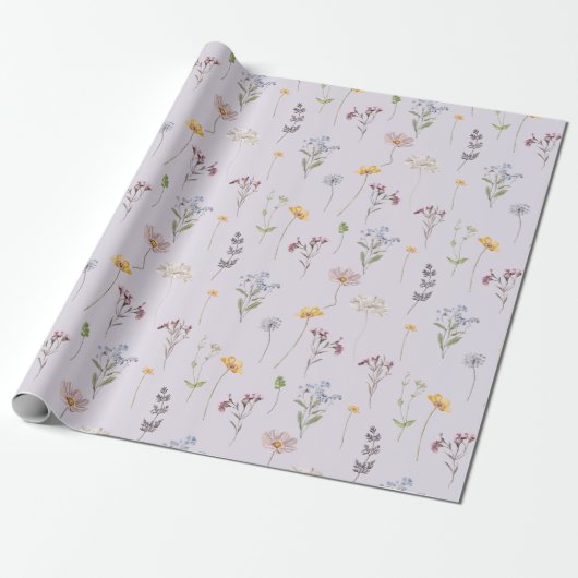 Lavendel Lente Wilde Bloemenweide Tuin Bruiloft Cadeaupapier (Uitgerold)