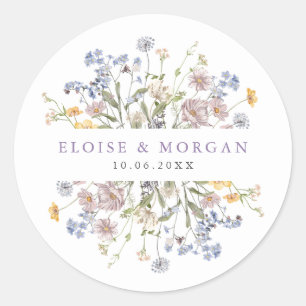 Lavendel Lente Wilde Bloemenweide Tuin Bruiloft Ronde Sticker
