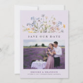 Lavendel Lente Wilde Bloemenweide Tuin QR Code Save The Date (Voorkant)