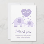 Lavendel Leuke Olifant Baby shower Dank u Kaart (Voorkant)
