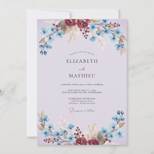 Lavendel Levendig Lentewedding Kaart (Voorkant)