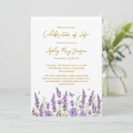 Lavendel Levensviering Funeralie Uitnodiging