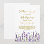 Lavendel Levensviering Funeralie Uitnodiging (Voorkant / Achterkant)