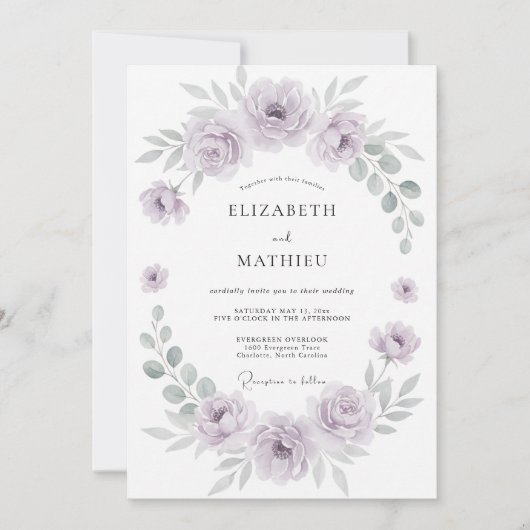 Lavendel Licht Lentewedding Kaart (Voorkant)