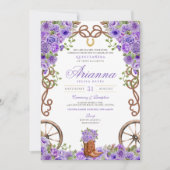 Lavendel Licht Paarse Westerne Charra Quinceañera Kaart (Voorkant)