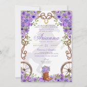 Lavendel Licht Paarse Westerne Charro Quinceañera Kaart (Voorkant)