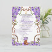 Lavendel Licht Paarse Westerne Charro Quinceañera Kaart (Staand voorkant)