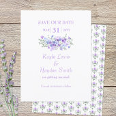 Lavendel, lichtblauw boeket bruiloft Save the Date Kaart