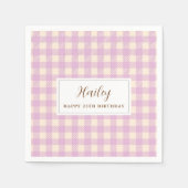 Lavendel lichte paarse gingham plaid Papier Servet (Voorkant)