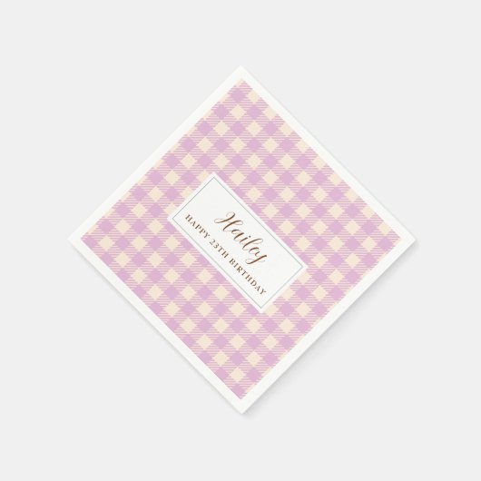 Lavendel lichte paarse gingham plaid Papier Servet (Hoek)
