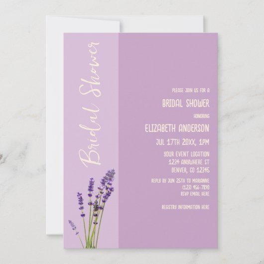 Lavendel Liefde Bruidsdouche Kaart (Voorkant)