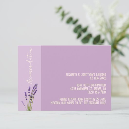 Lavendel Liefde Bruiloft Accommodatie Informatiekaartje (Staand voorkant)