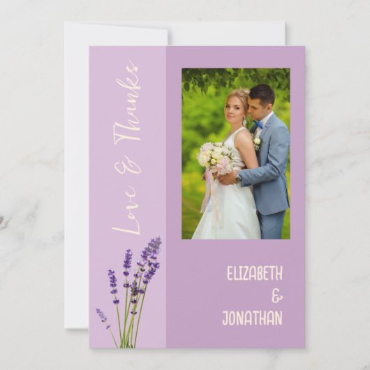 Lavendel Liefde Bruiloft Bedankkaart (Voorkant)