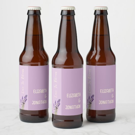 Lavendel Liefde Bruiloft Bier Etiket (Flessen)